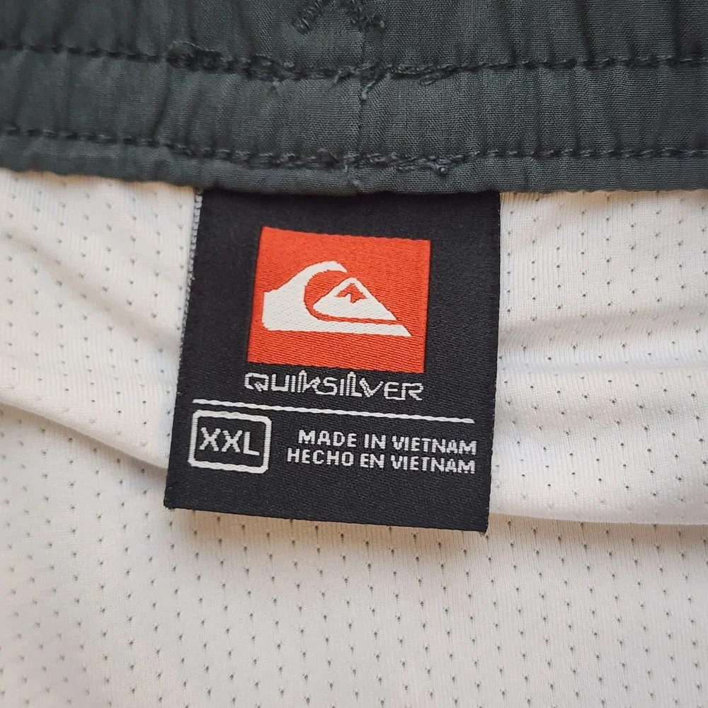 Quiksilver Mens Swim Trunks XXL Green Grey Quick Dry Stretch Board Shorts NWT